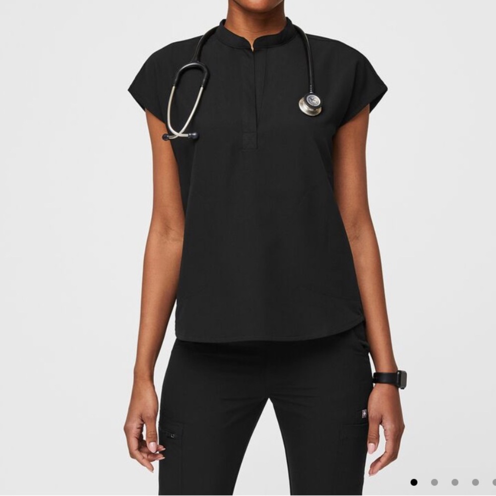 Unique chic small black Figs scrub top